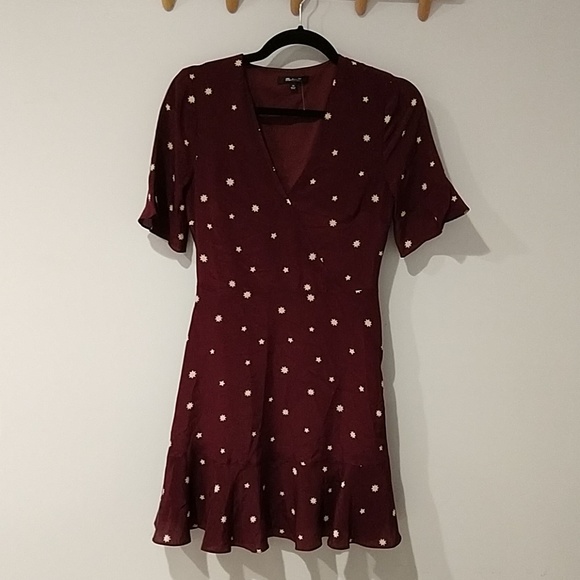 Madewell Dresses & Skirts - Madewell 00 Silk Star Ruffled Deep Red Dress